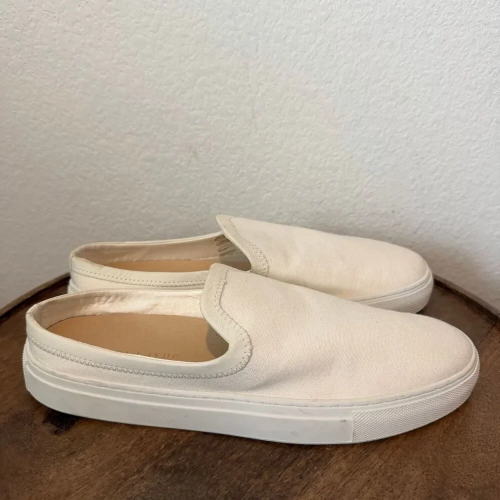 Jenni Kayne White Canvas Slip-On Slider Mule Sneakers Women's Size 41 US 11
